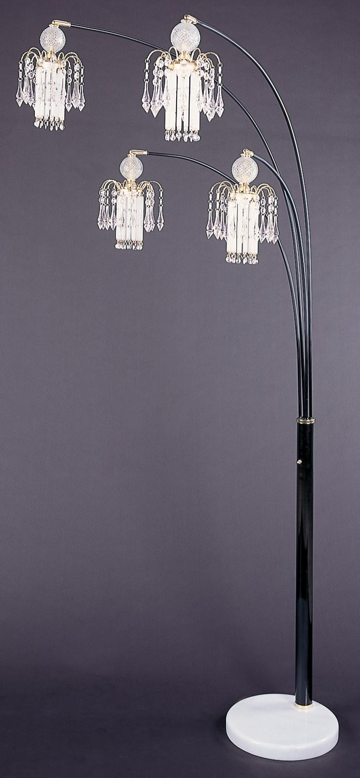 Coaster arc floor lamp store with poly crystal shades